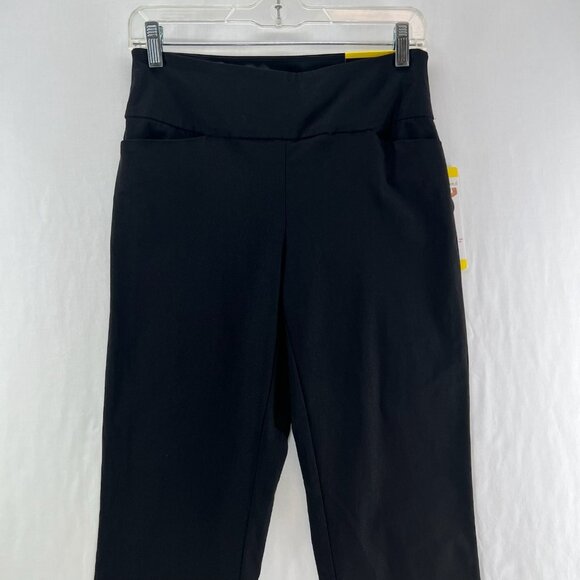 S.C. & CO 360 Tummy Control Cropped Pants Womens 6 Easy Pull On Petal Slit Black - Picture 3 of 13